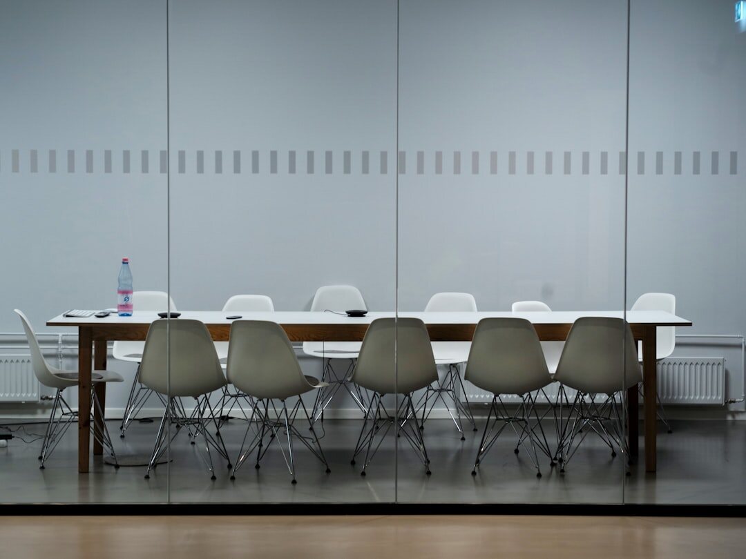 Business conference room set up for a professional trade show session